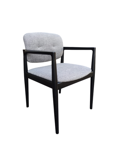 Silla De Comedor Tapizado Gris Oscuro Estructura De Madera