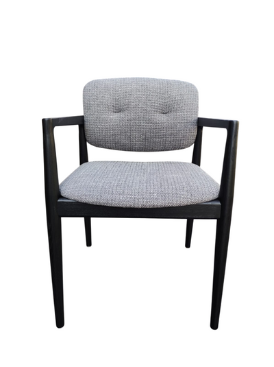 Silla De Comedor Tapizado Gris Oscuro Estructura De Madera