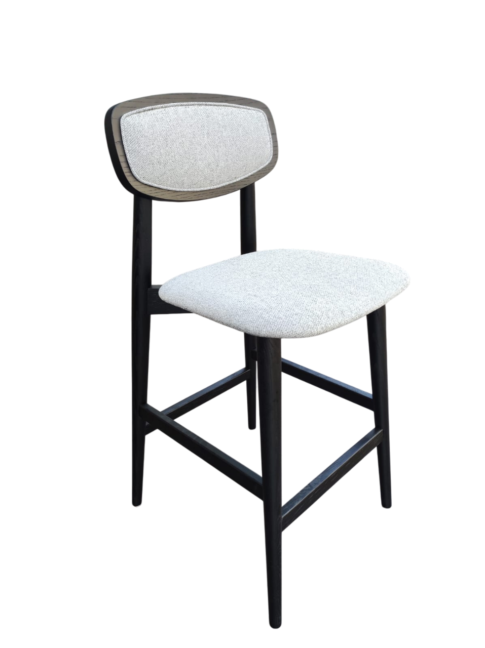 Silla Alta Para Bar Tapizado Gris Estructura De Madera