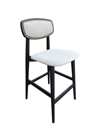 Silla Alta Para Bar Tapizado Gris Estructura De Madera