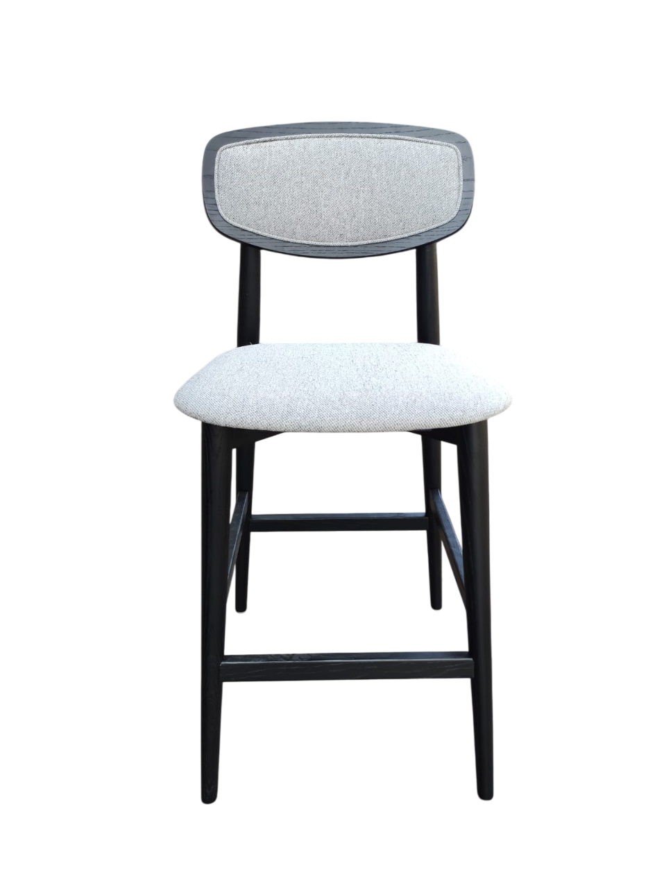 Silla Alta Para Bar Tapizado Gris Estructura De Madera