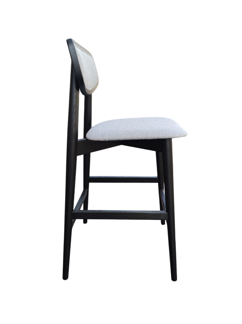 Silla Alta Para Bar Tapizado Gris Estructura De Madera