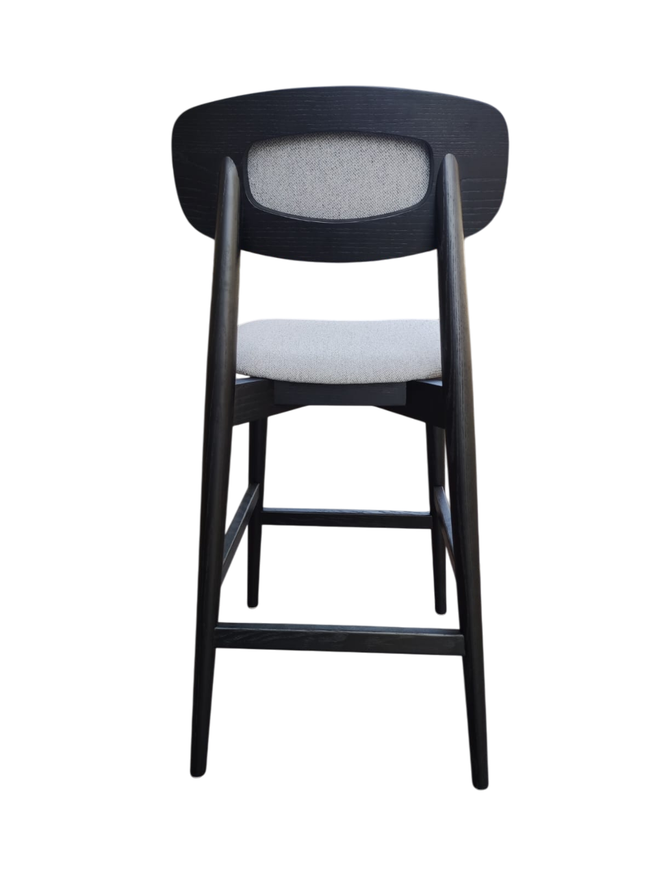 Silla Alta Para Bar Tapizado Gris Estructura De Madera