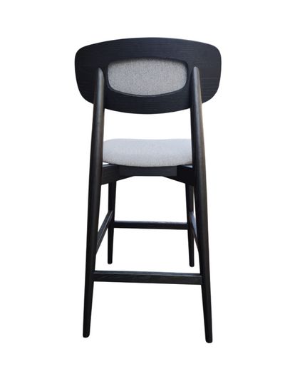 Silla Alta Para Bar Tapizado Gris Estructura De Madera