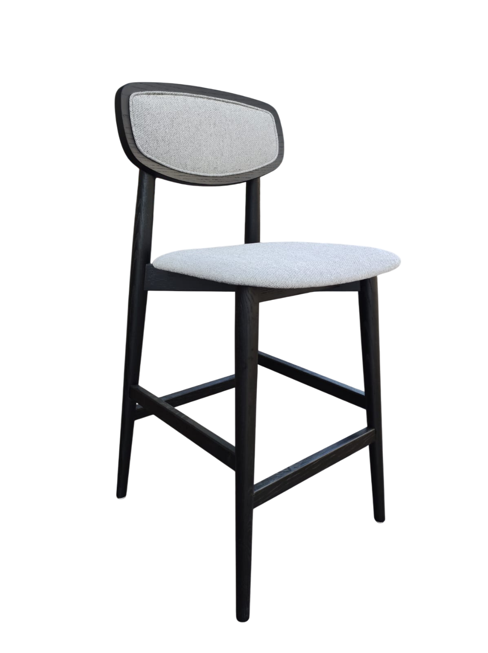 Silla Alta Para Bar Tapizado Gris Estructura De Madera