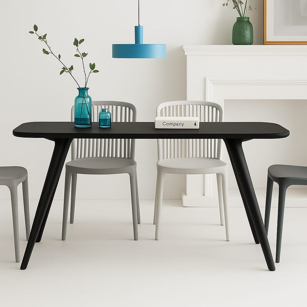 Mesa De Comedor (Negro) Tablero Y Soporte De Madera