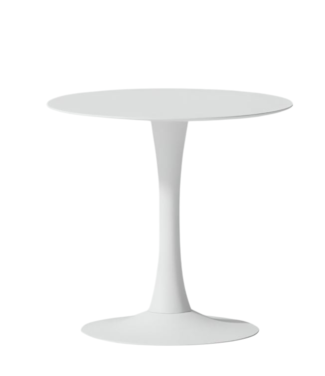 Mesa De Comedor (Blanco) Tablero Redondo Estructura De Metal