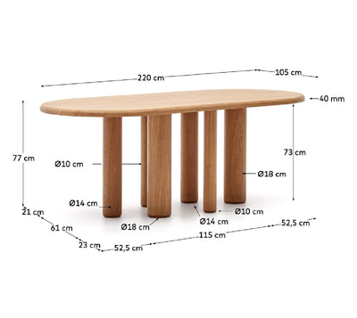 Mesa De Comedor Tablero Oval Color Natural Patas De Madera