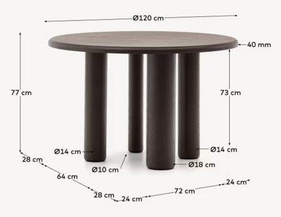 Mesa De Comedor Tablero Enchape (Negro) Estructura De Madera