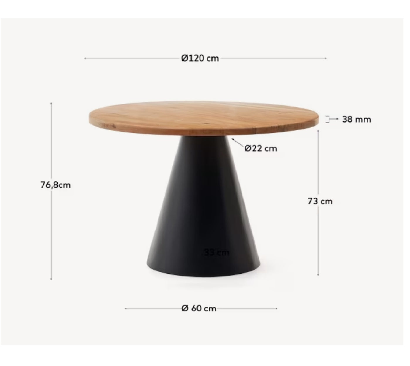 Mesa De Comedor Tablero Redondo Base Negro De Madera