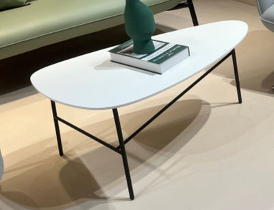 Mesa De Centro Patas De Metal Con Top (Blanco) De Madera