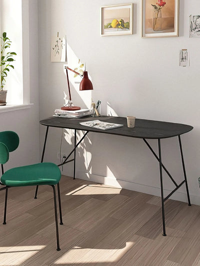 Escritorio Patas De Metal Con Top (Negro) De Madera