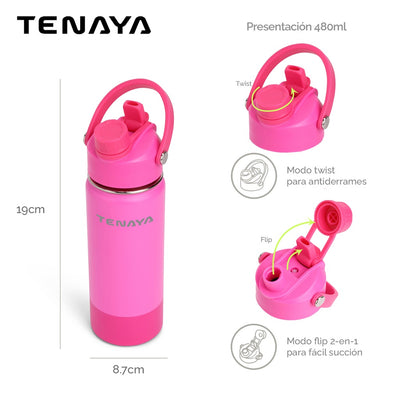 Botella (Rosada) 480 Ml De Acero