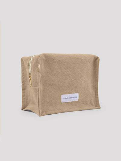 Neceser Rectangular Con Cierre (Beige) De Algodón