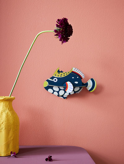 Pieza Decorativa De Pared (Pez Azul) De Papel