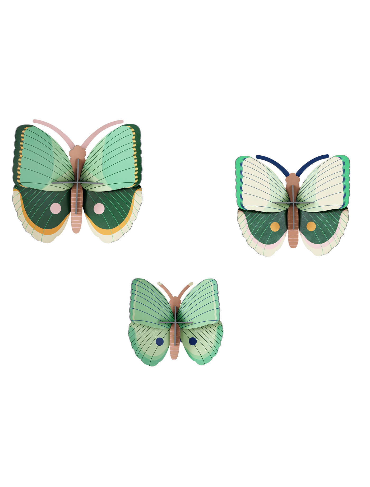 Set X 3 Piezas Decorativas De Pared (Mariposas) De Papel