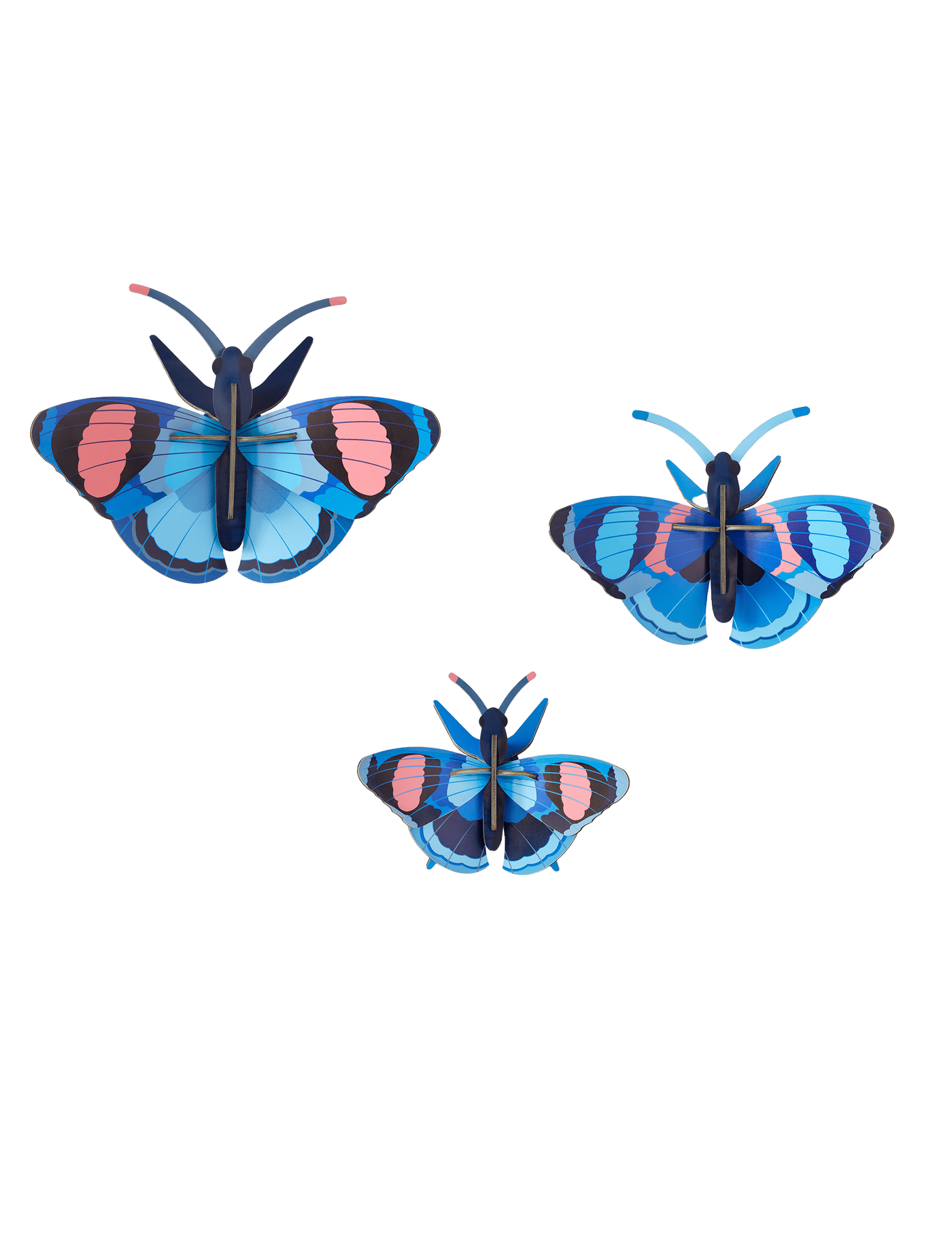 Set X 3 Piezas Decorativas De Pared (Mariposa Azul) De Papel