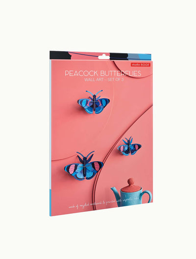 Set X 3 Piezas Decorativas De Pared (Mariposa Azul) De Papel