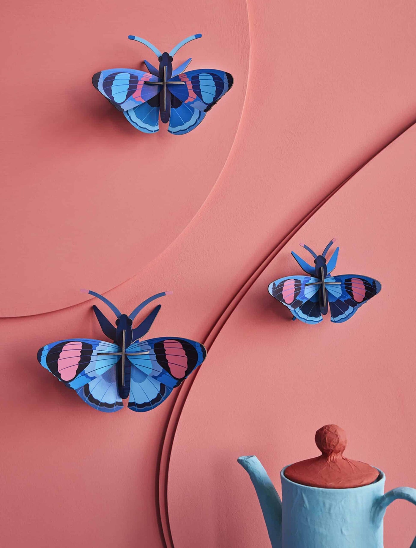 Set X 3 Piezas Decorativas De Pared (Mariposa Azul) De Papel