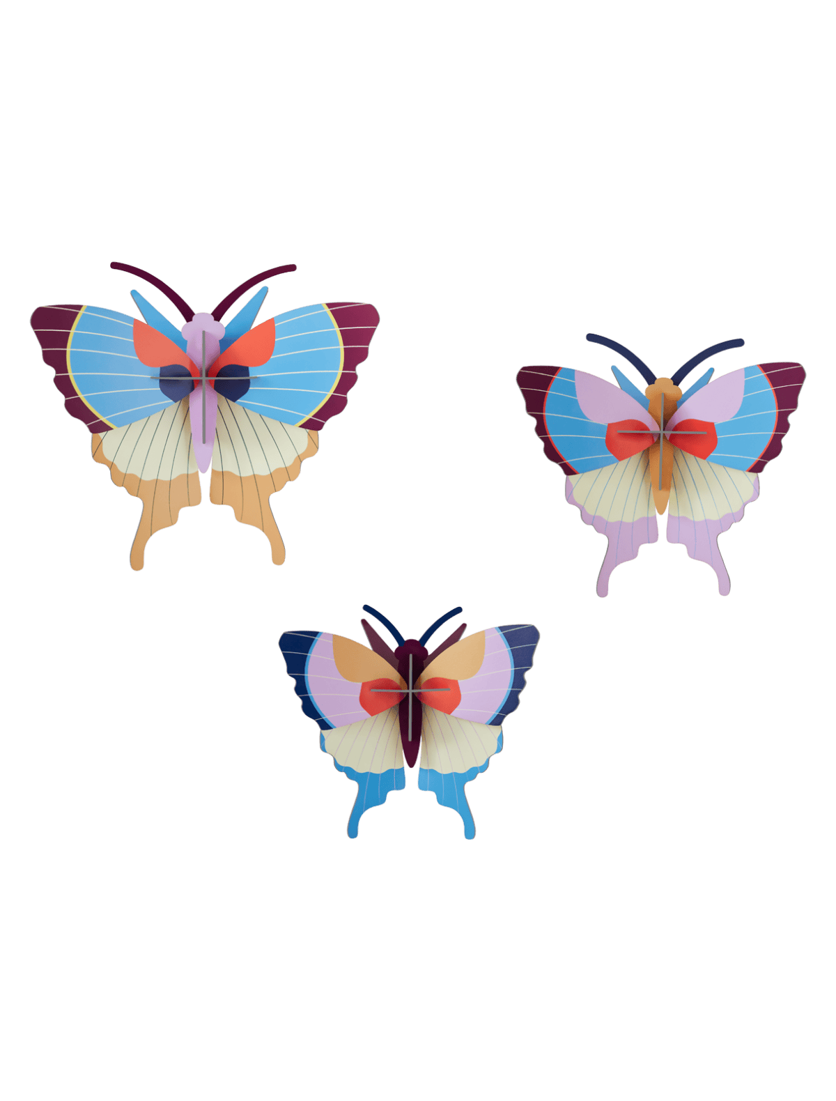 Set X 3 Piezas Decorativas De Pared (Mariposas) De Papel