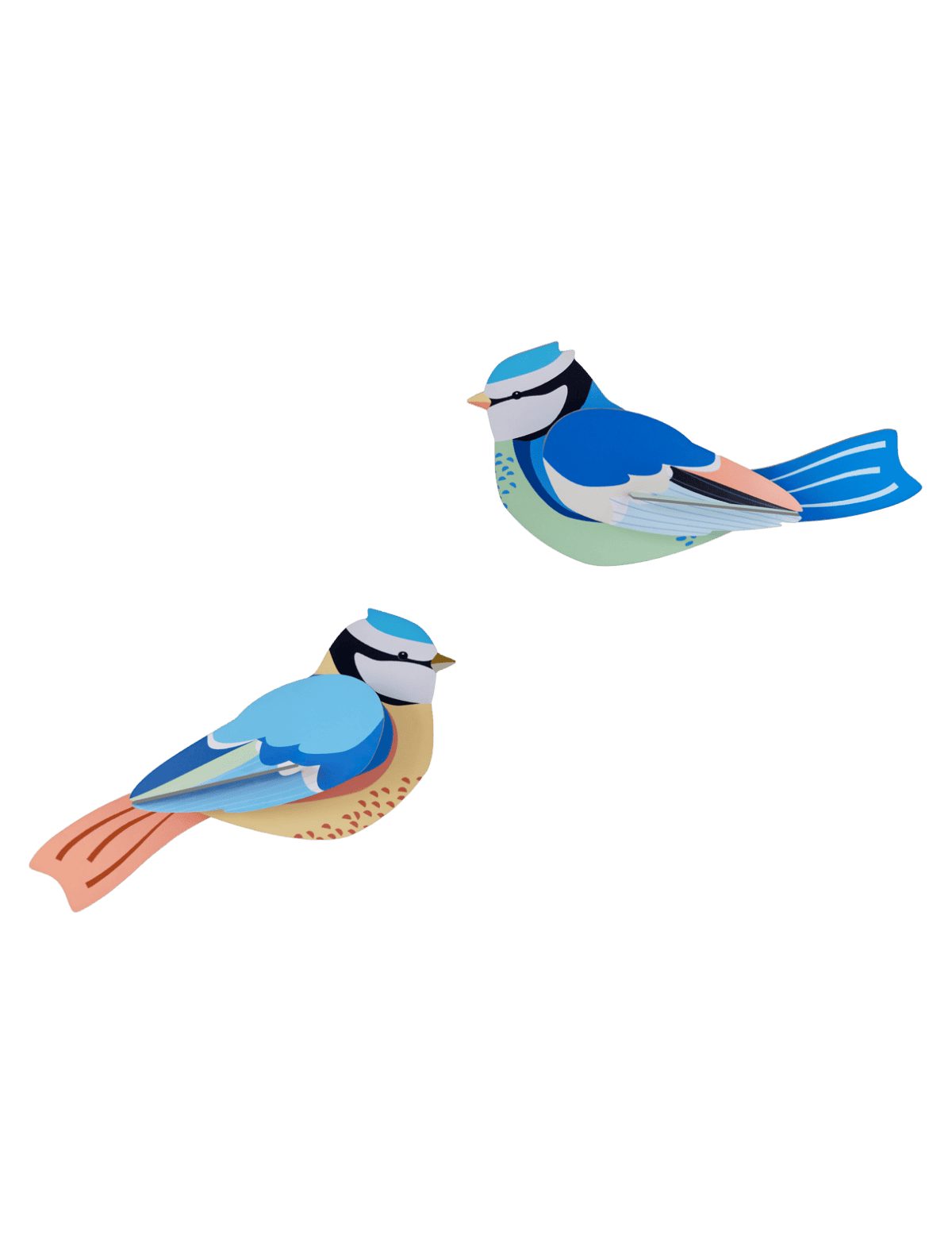 Set X 2 Piezas Decorativas De Pared (Aves Azules) De Papel