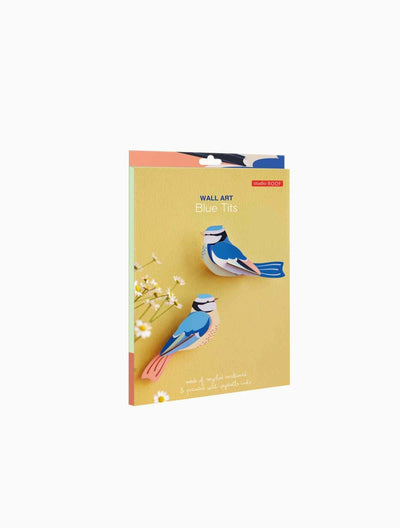 Set X 2 Piezas Decorativas De Pared (Aves Azules) De Papel