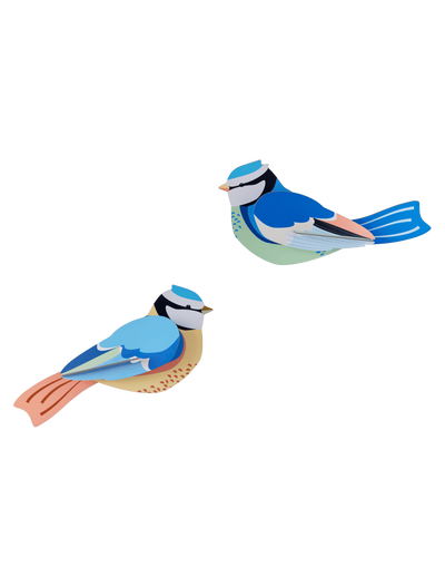 Set X 2 Piezas Decorativas De Pared (Aves Azules) De Papel