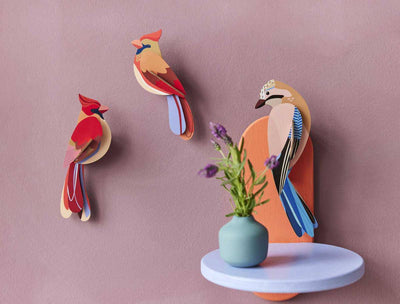 Set X 2 Piezas Decorativas De Pared (Aves Naranjas) De Papel
