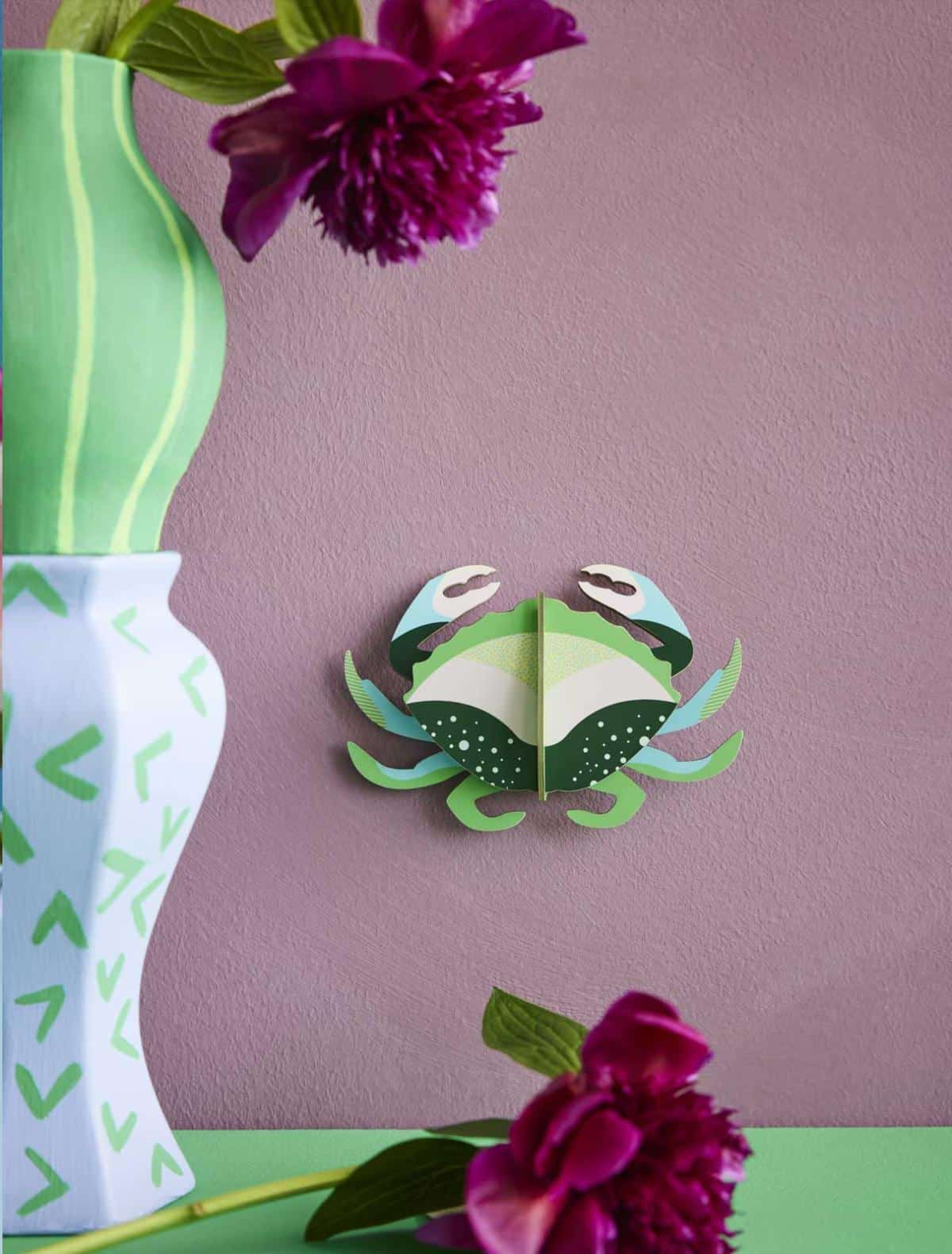 Pieza Decorativa De Pared (Cangrejo Azul) De Papel