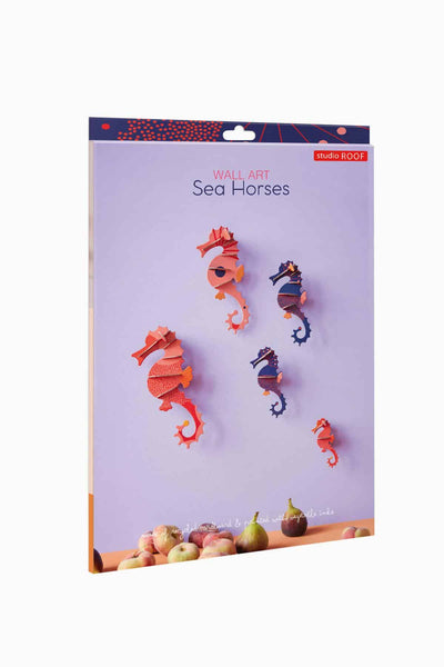 Set X 5 Piezas Decorativas De Pared (Caballitos De Mar) De Papel