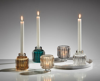 Portavela (Gris) Estriada De Vidrio