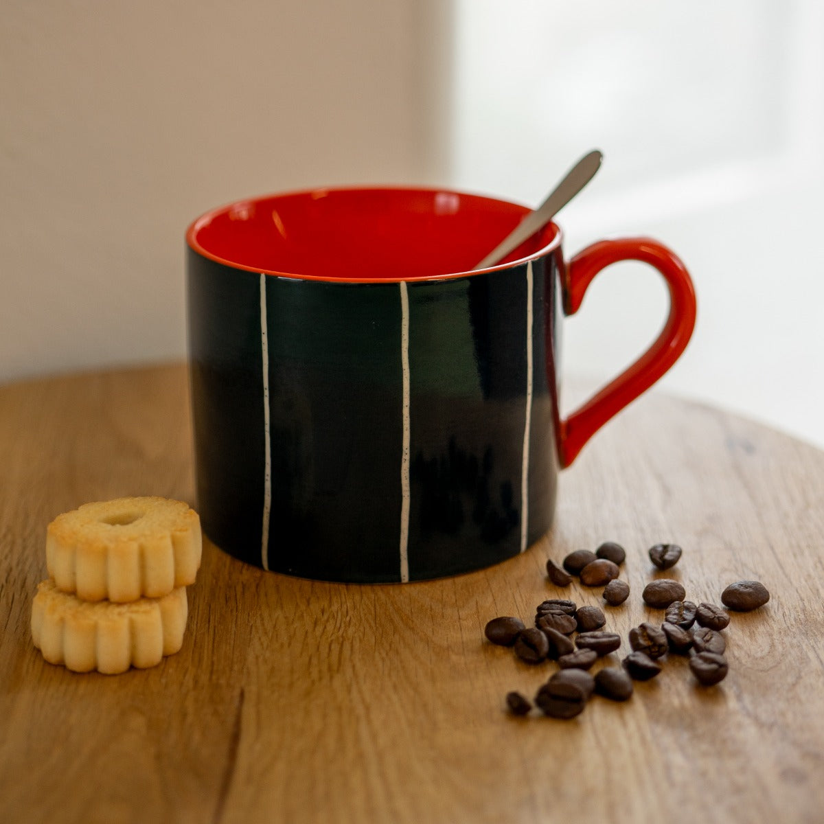 Taza (Negro/Naranja) Con Asa 400 Mltrs De Cerámica