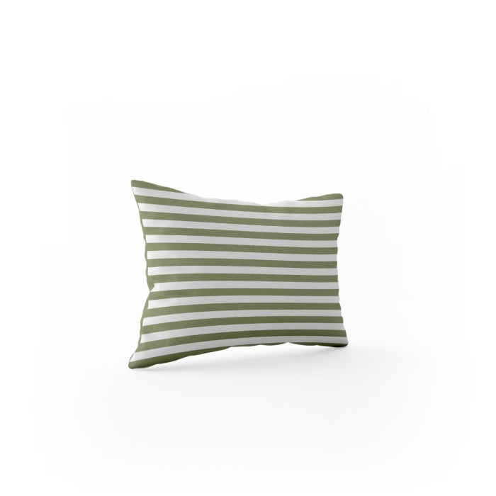 Almohada Rayas (Verde Oliva/Blanco) De Microfibra