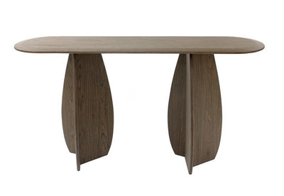 Consola Decorativa (Marrón) Tablero Oval Estructura De Madera