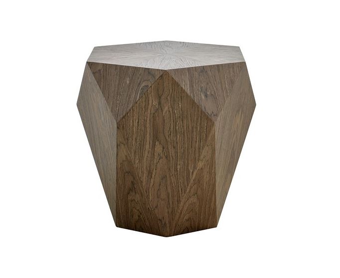 Mesa Auxiliar Color (Marrón) Diseño Geométrico De Madera