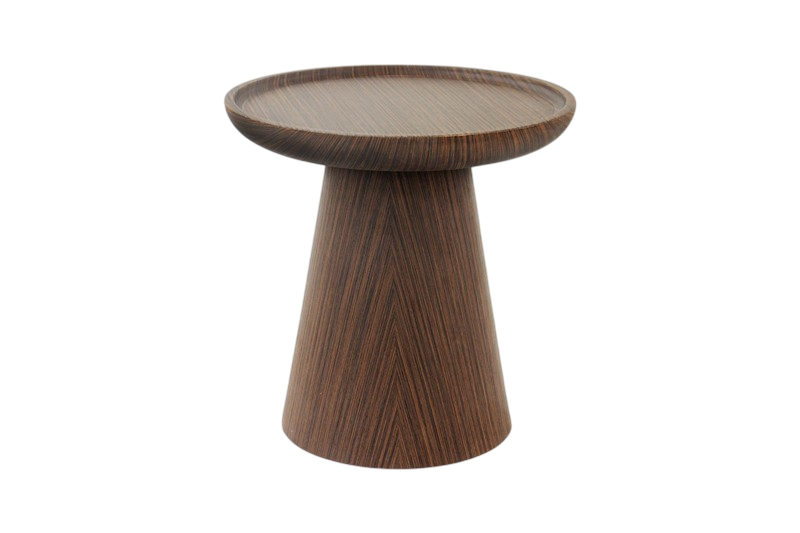 Mesa Auxiliar (Marrón) Tablero Redondo Base De Madera