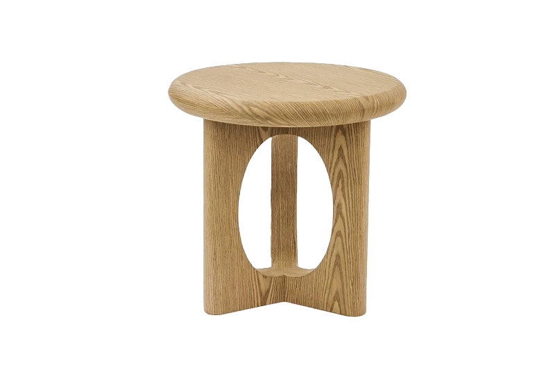 Mesa Auxiliar Color (Natural) Tablero Redondo Estructura De Madera