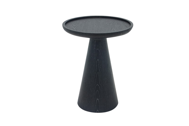 Mesa Auxiliar (Negro) Tablero Redondo H. 51 Cm Soporte De Madera
