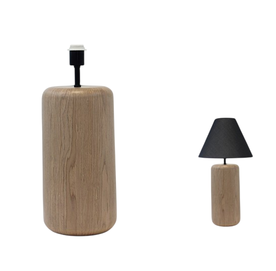 Lámpara Base Natural De Mesa Pantalla Negra