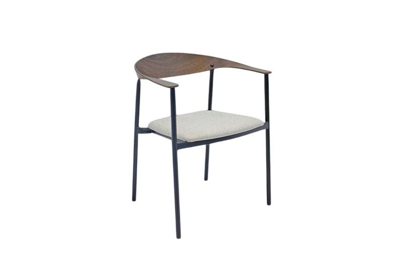 Silla De Comedor Tapizado (Beige) Estructura  Metal Con Respaldar De Madera