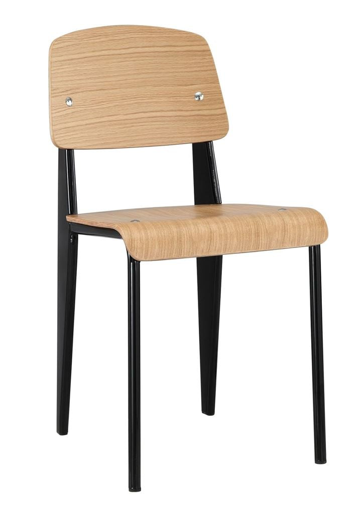 Silla De Comedor Espalda Y Asiento De Madera Estructura Negro De Metal