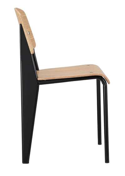 Silla De Comedor Espalda Y Asiento De Madera Estructura Negro De Metal