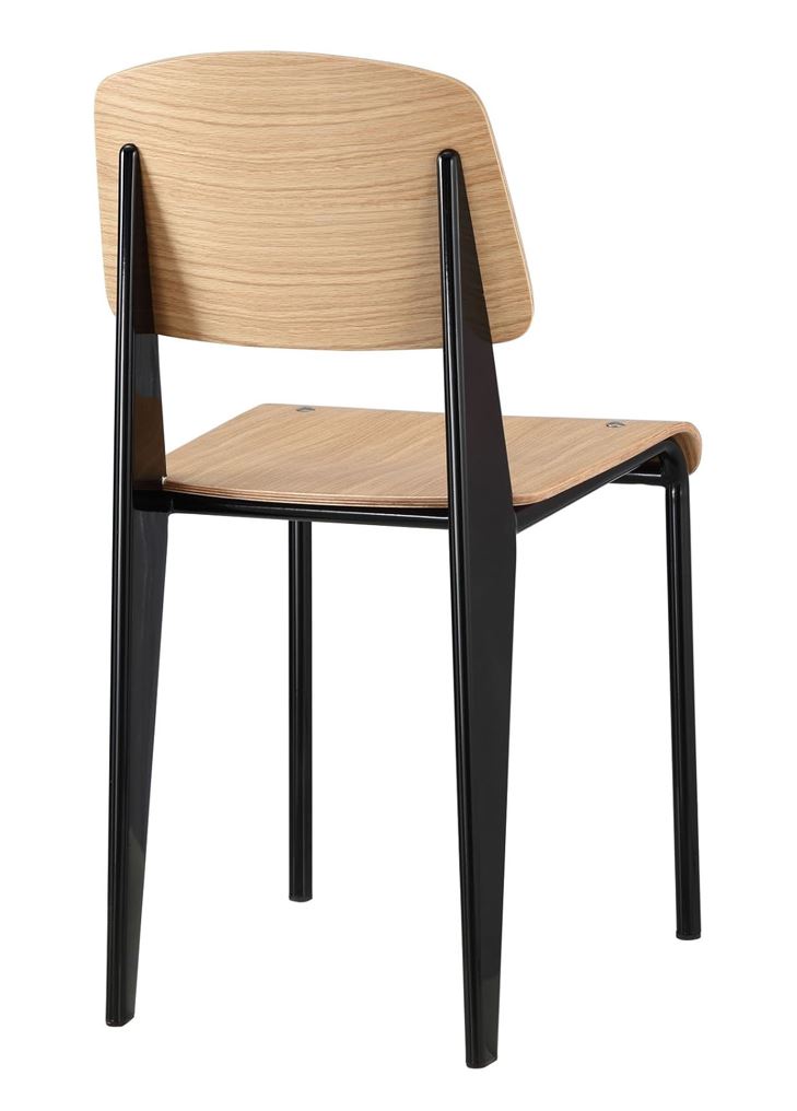Silla De Comedor Espalda Y Asiento De Madera Estructura Negro De Metal