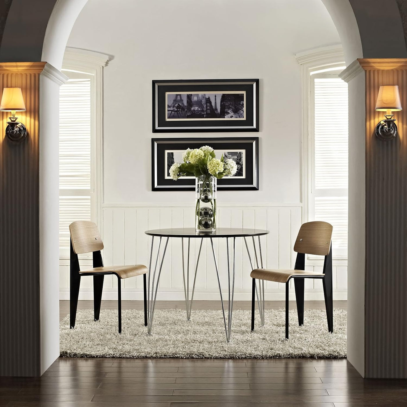 Silla De Comedor Espalda Y Asiento De Madera Estructura Negro De Metal