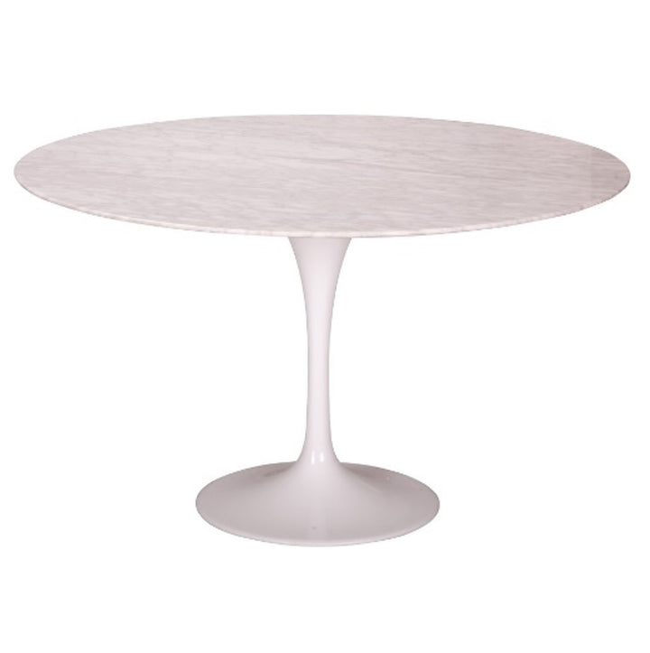 Mesa De Comedor Tablero Redondo Mármol Blanco Con Base De Metal