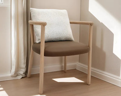 Silla De Comedor Tapizado (Marrón) Con Cojín Estructura De Madera