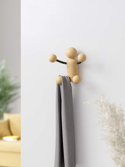 Perchero De Pared Decorativo (Negro/Natural) De Madera