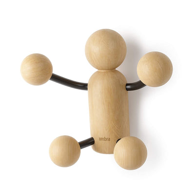 Perchero De Pared Decorativo (Negro/Natural) De Madera