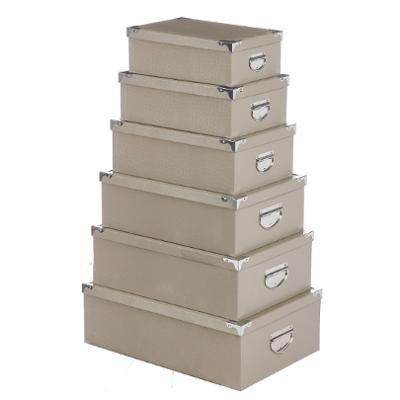 Set de 6 Cajas Organizadoras De Cartón (Gris / Beige)