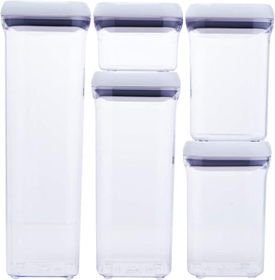 Set de 5 Canisters (Transparentes) Con Tapa Hermética De Plástico